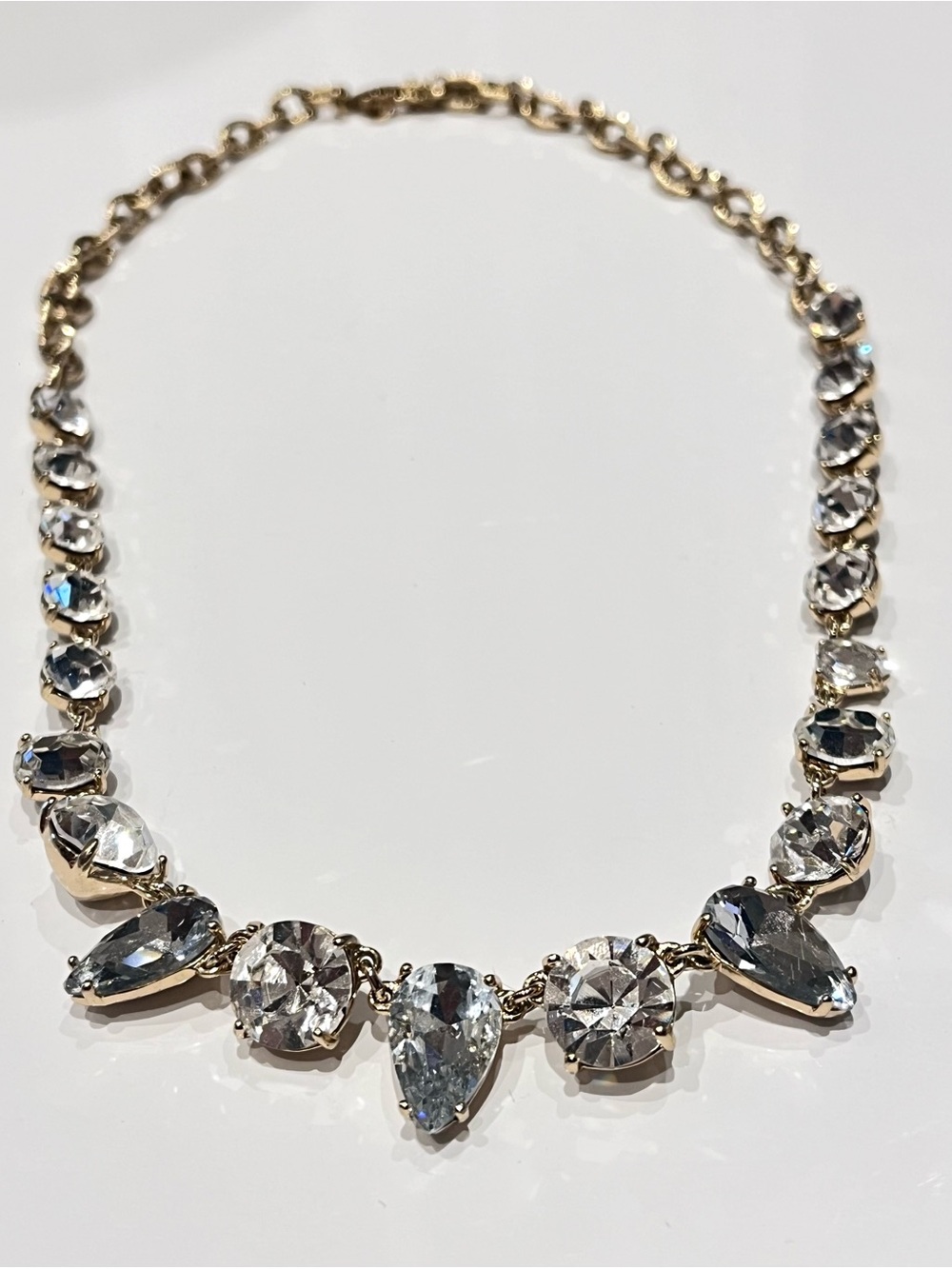 Club Monaco Brass & Crystal Statement Necklace